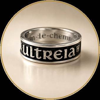 Anillo de plata con la inscripción Ultreia